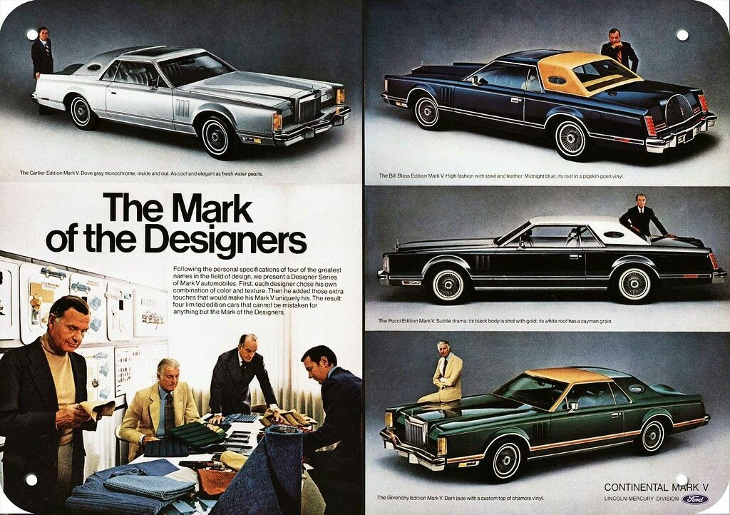 1977 LINCOLN CONTINENTAL MARK V Car Designers DECORATIVE REPLICA METAL SIGN 1977 LINCOLN CONTINENTAL MARK V Car Designers DECORATIVE REPLICA METAL SIGN