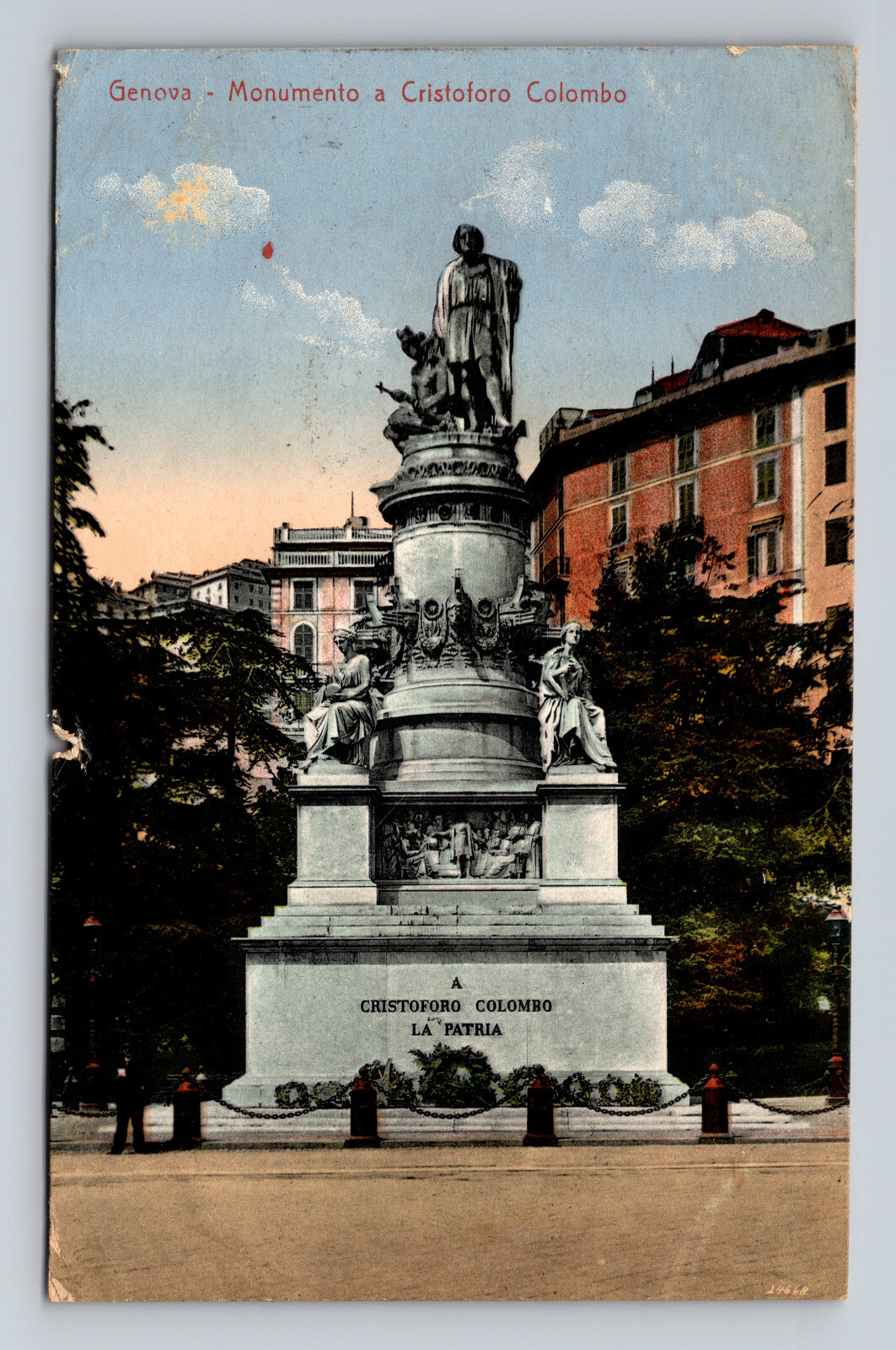 1913 DB Postcard Genoa Italy Monument Christopher Colombus Christoforo Colombo