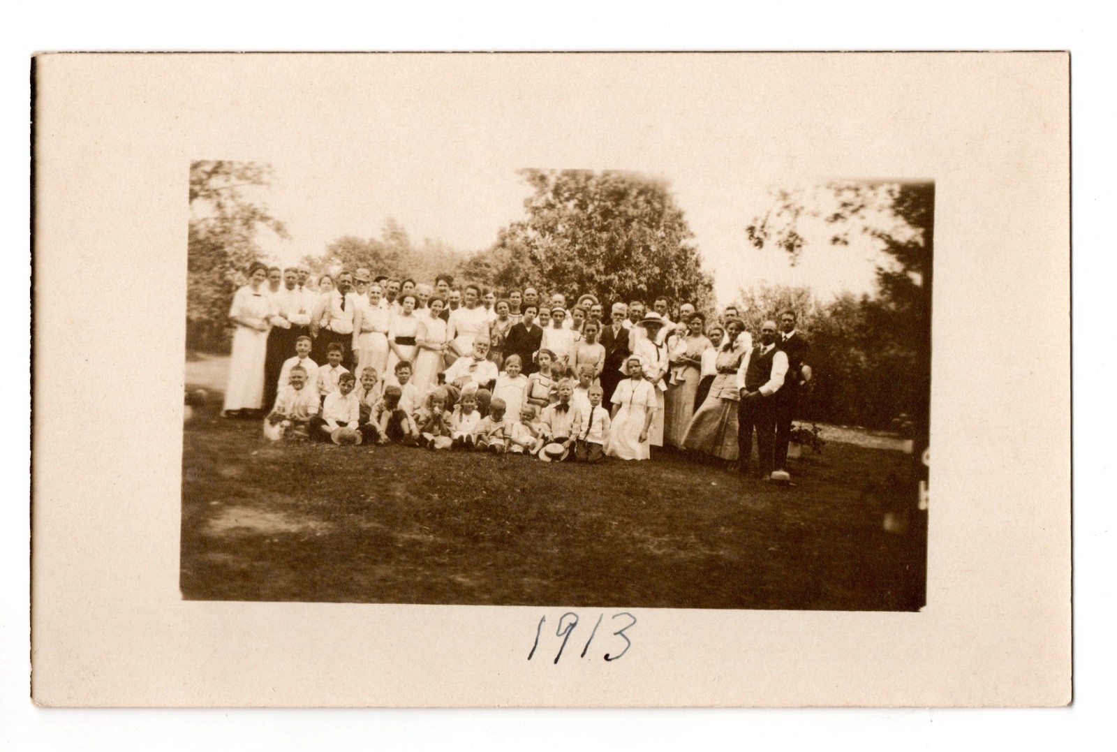 Large Group Family? Gathering Real Photo Postcard RPPC Unposted Dated 1913 Large Group Family? Gathering Real Photo Postcard RPPC Unposted Dated 1913