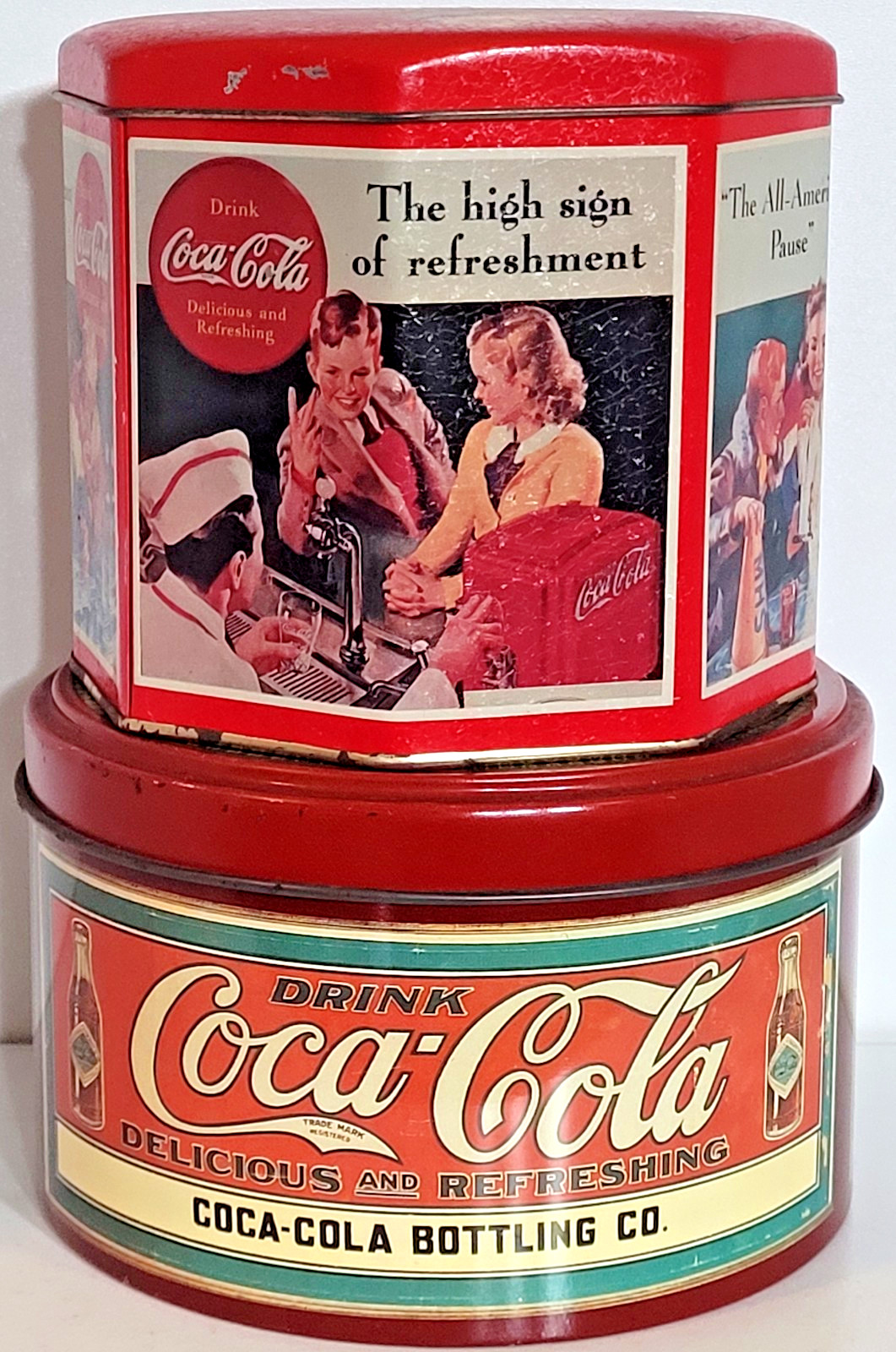 Vintage Coca Cola Bristolware Advertising Tin Set Coke Soda Fountain Retro Decor Vintage Coca Cola Bristolware Advertising Tin Set Coke Soda Fountain Retro Decor
