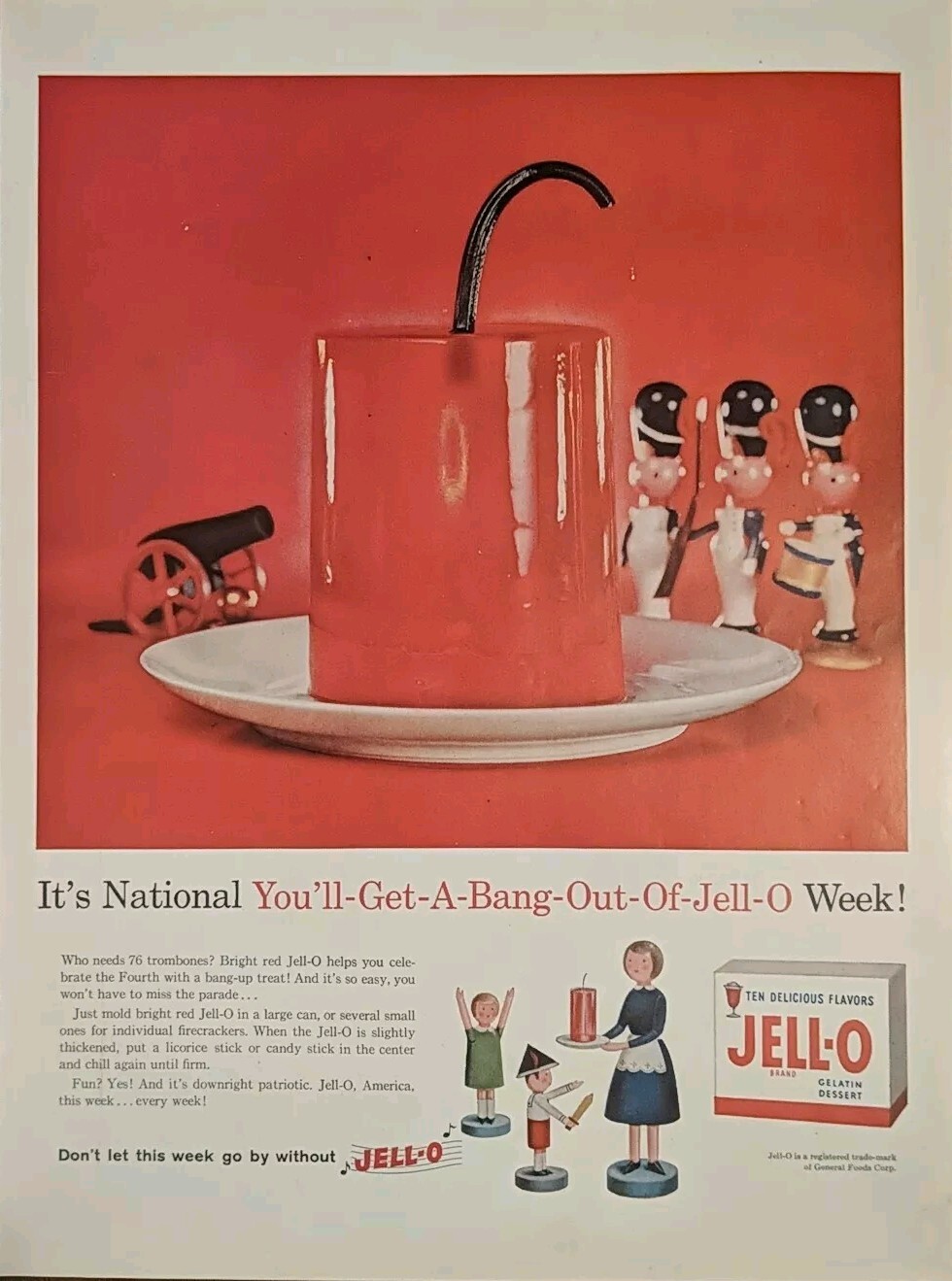 1959 Jello Print Ad, 76 Trombones Tiny Figurines 