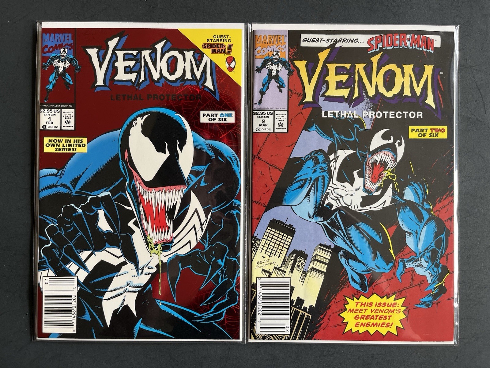 Venom: Lethal Protector #1 & 2 Newsstand Marvel Comics 1993 Key Lot Spider-Man