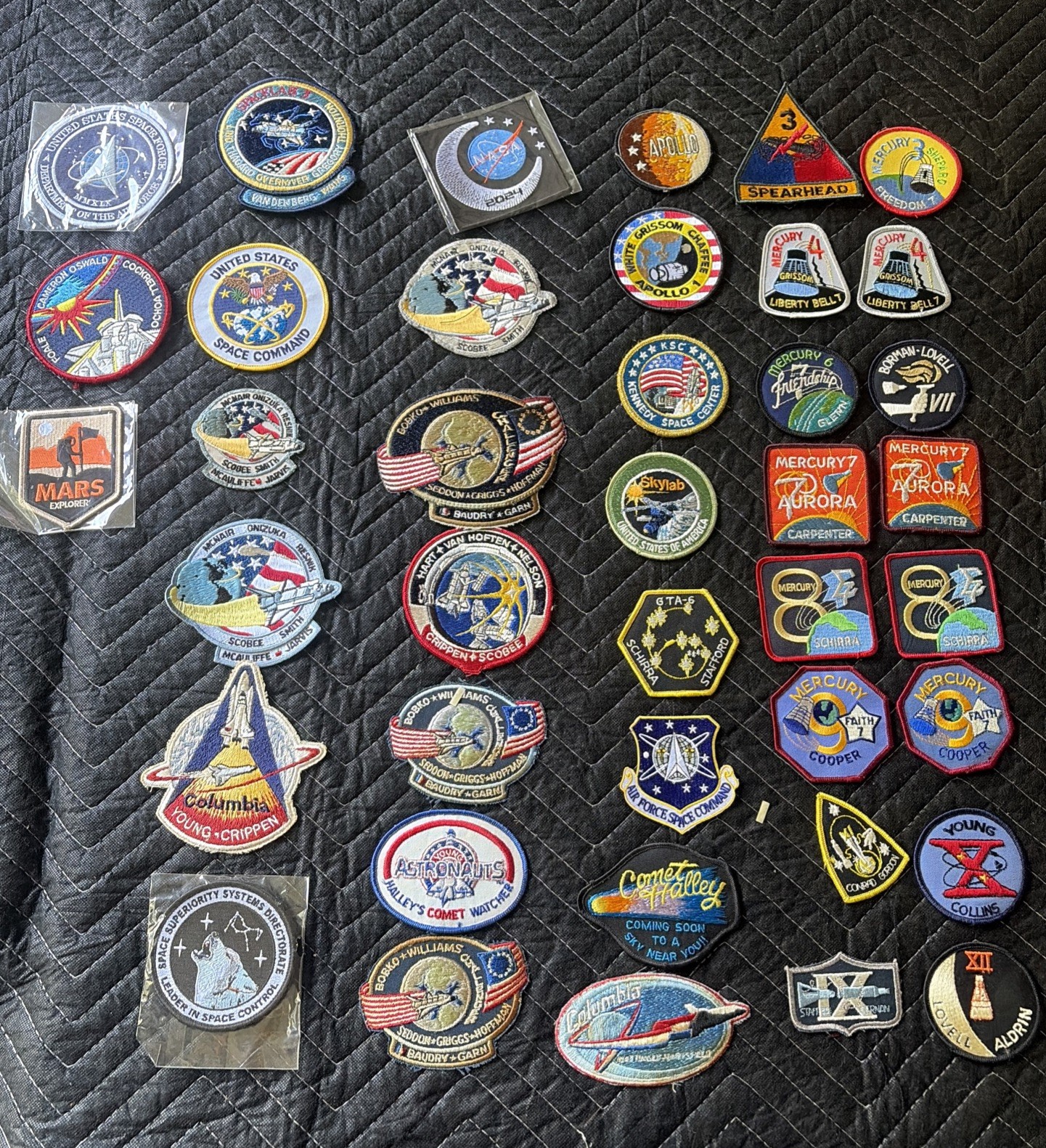 LOT of 40 Vintage NASA Embroidered Mission Patches Apollo, Mercury, Columbia
