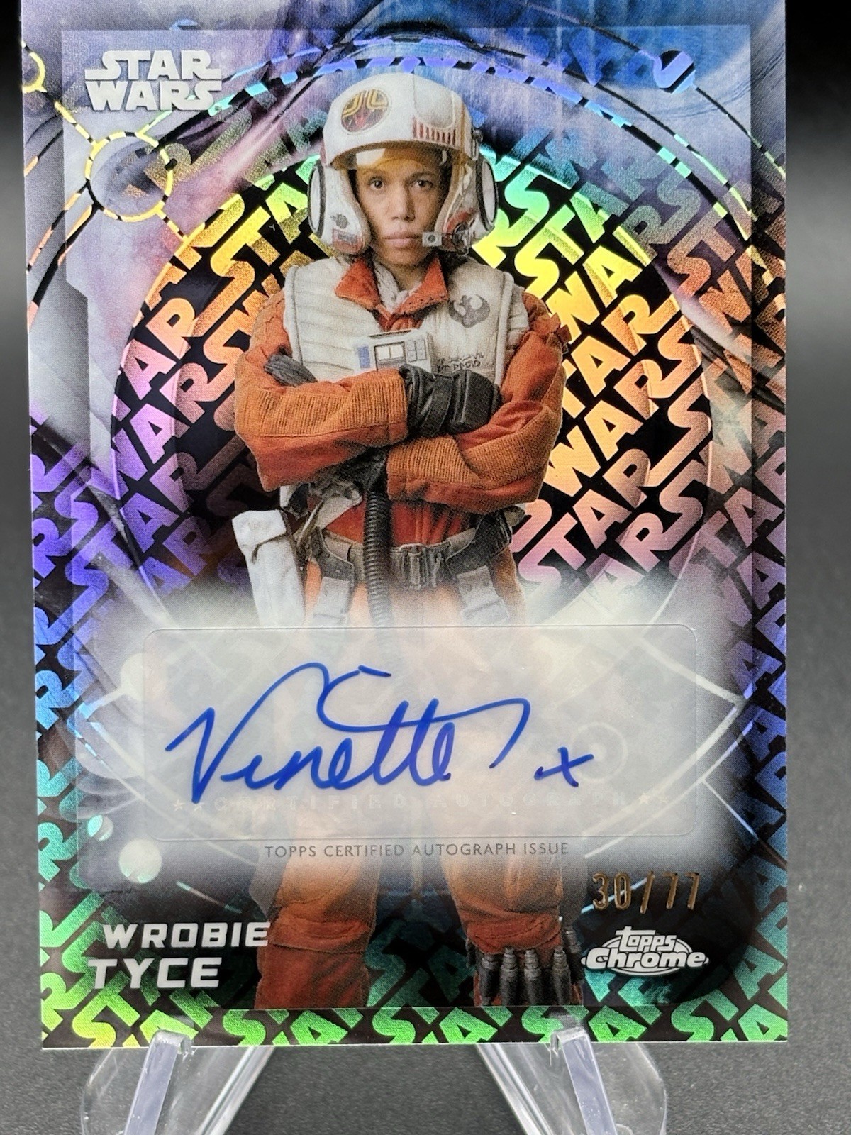 2026 Topps Chrome Star Wars Wrobie Tyce Auto LOGOFRACTOR 30/77