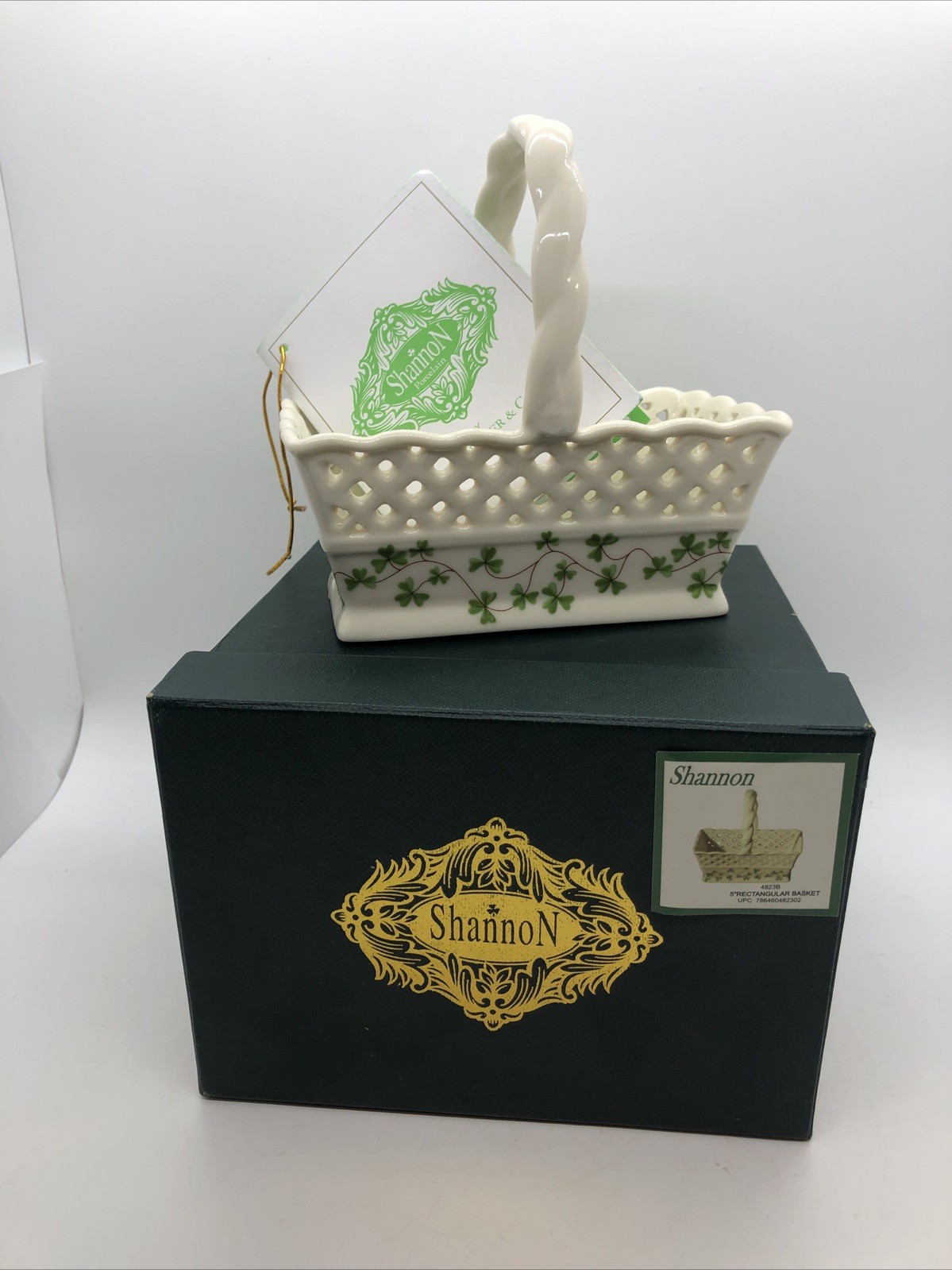 Shannon Porcelain By Godinger Shamrock Basket Twisted Handle 5 Shannon Porcelain By Godinger Shamrock Basket Twisted Handle 5