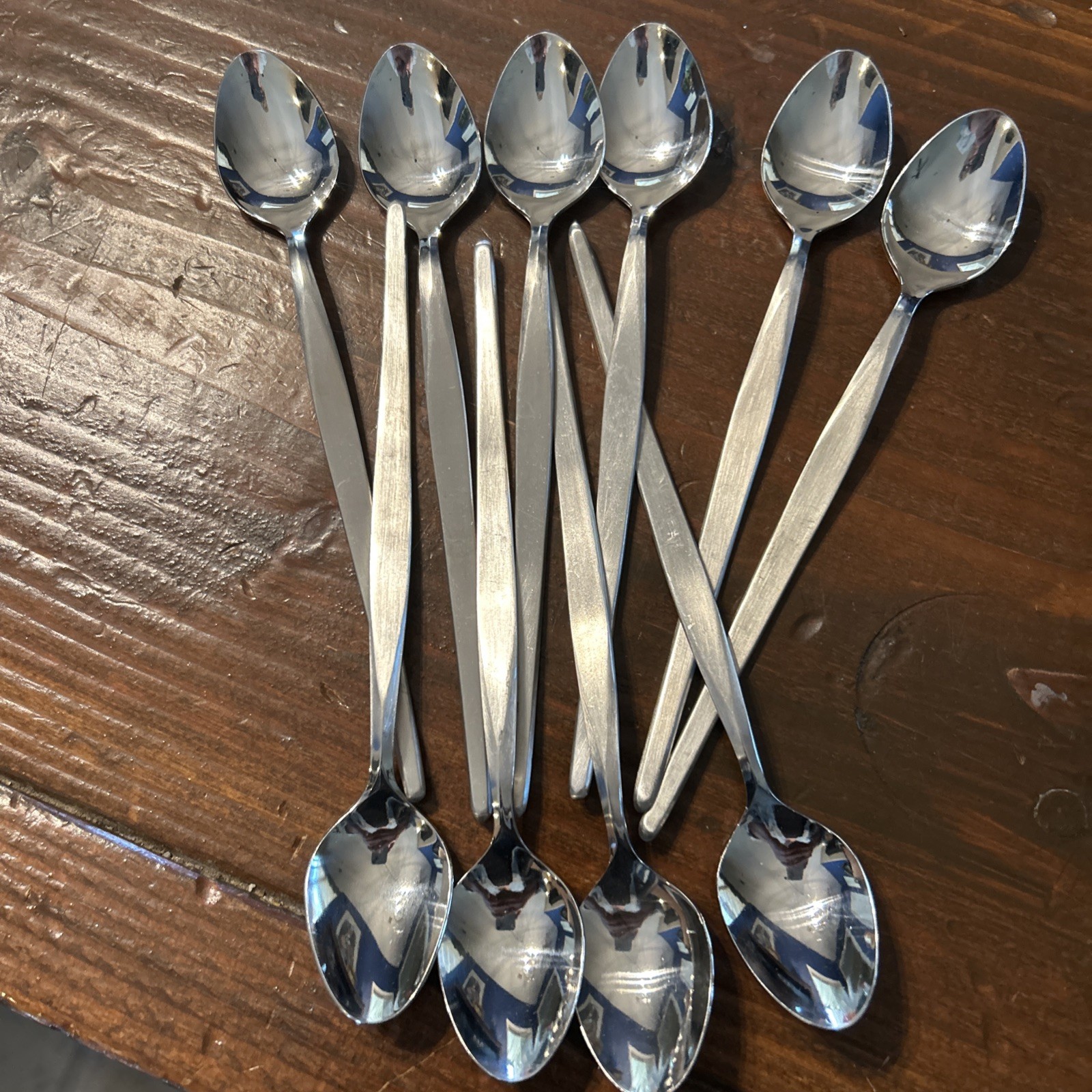 8 Long “Teaspoons” Vintage Noritake LINDEN Japan 18/8 Stainless Hard To Find 8 Long “Teaspoons” Vintage Noritake LINDEN Japan 18/8 Stainless Hard To Find
