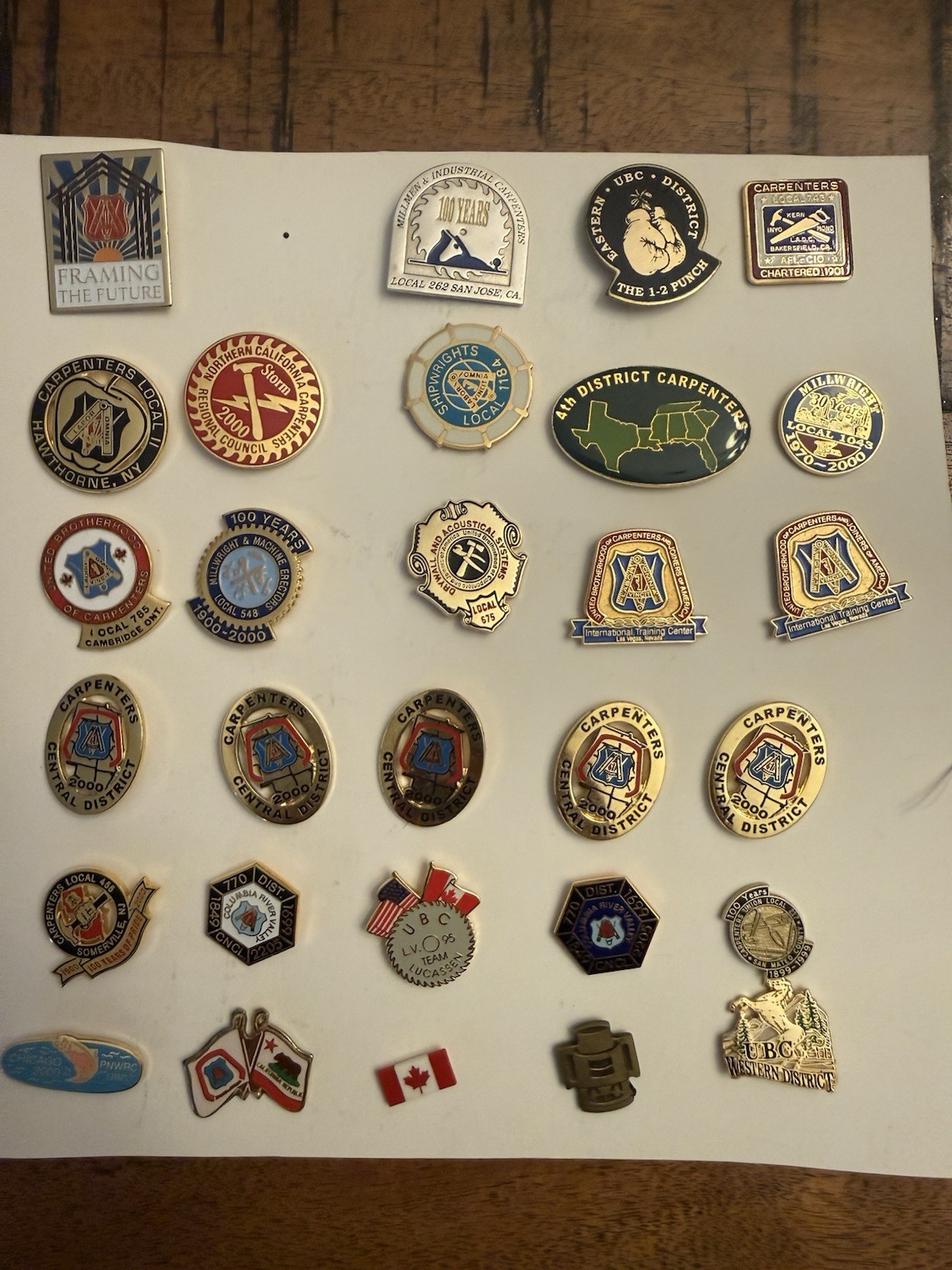 Vintage Carpenters Union Pin Lot UBC Local District Enamel Lapel Pins 29pc
