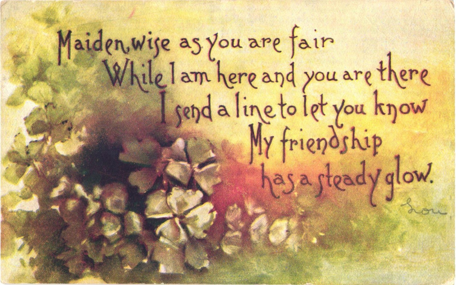Friendship Poem Maiden Wise As You Are Fair Divided Back Postcard 1914 Hammond Friendship Poem Maiden Wise As You Are Fair Divided Back Postcard 1914 Hammond