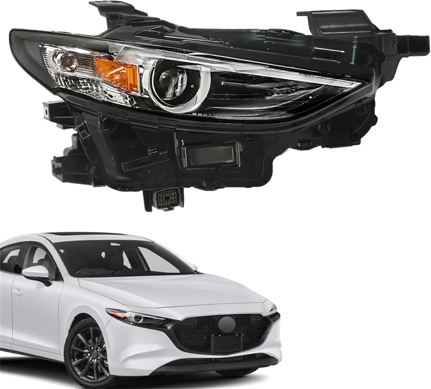 Right Side Headlight Assembly Black Housing Replacement for Mazda 3 2019 2020 20 Right Side Headlight Assembly Black Housing Replacement for Mazda 3 2019 2020 20