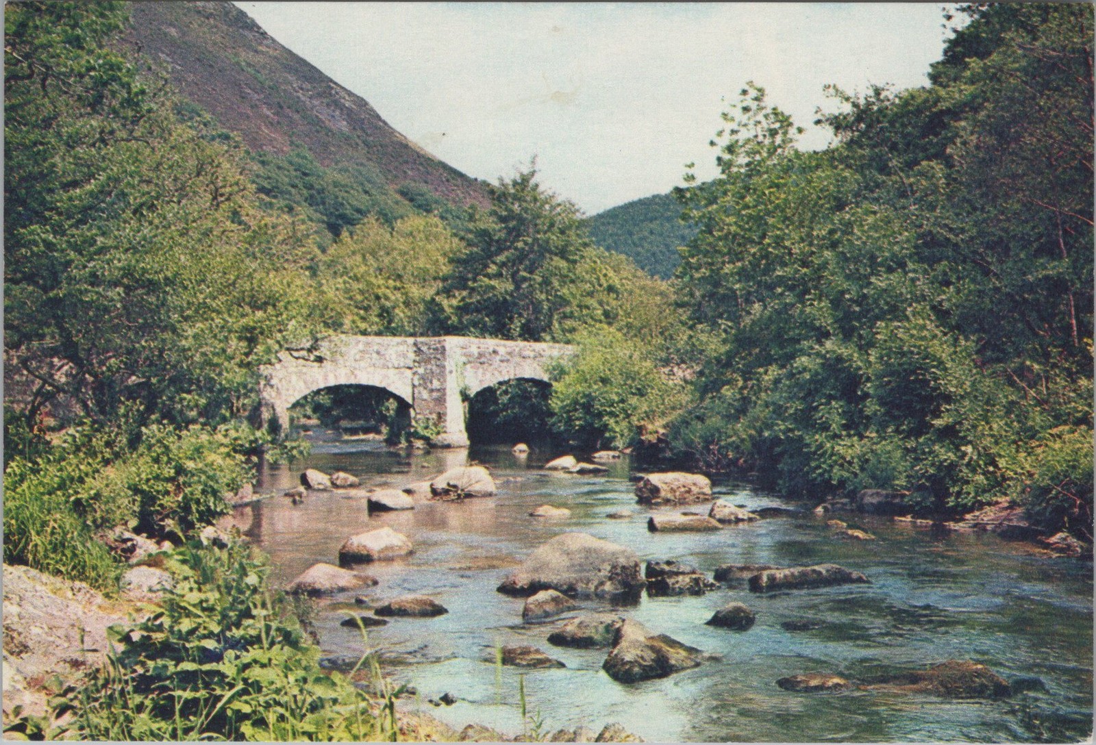 Fingle Bridge Drewsteignton Devon Old Stone Arches River Teign Postcard