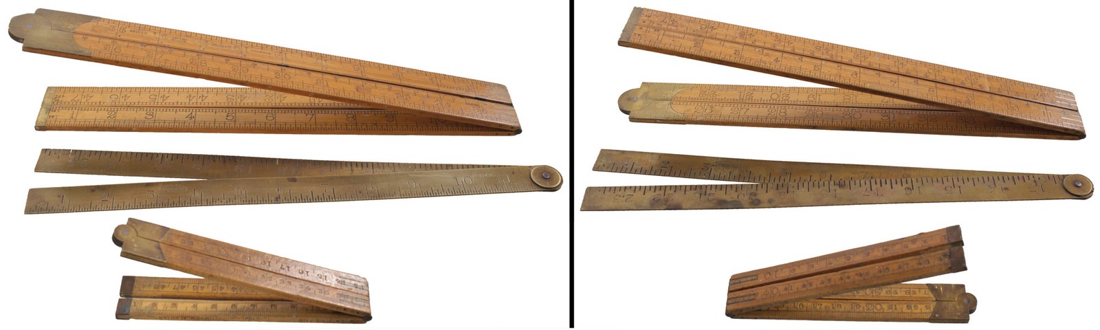 Three Clean English Maker Folding Rules, Two Rabone & Unmkd. - mjdtoolparts Three Clean English Maker Folding Rules, Two Rabone & Unmkd. - mjdtoolparts