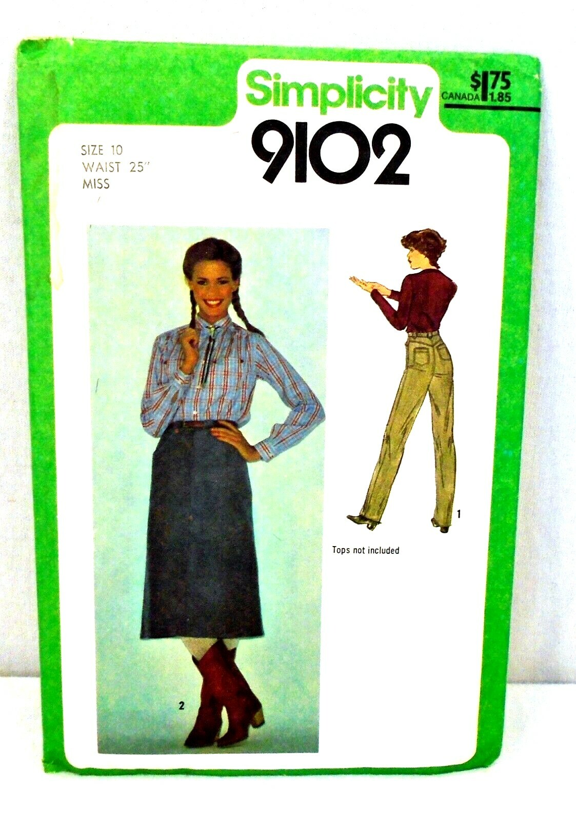 Vintage 1979 Simplicity Pattern 9102 Midi Length Skirt High Waist Jeans 10 - 25\ Vintage 1979 Simplicity Pattern 9102 Midi Length Skirt High Waist Jeans 10 - 25\
