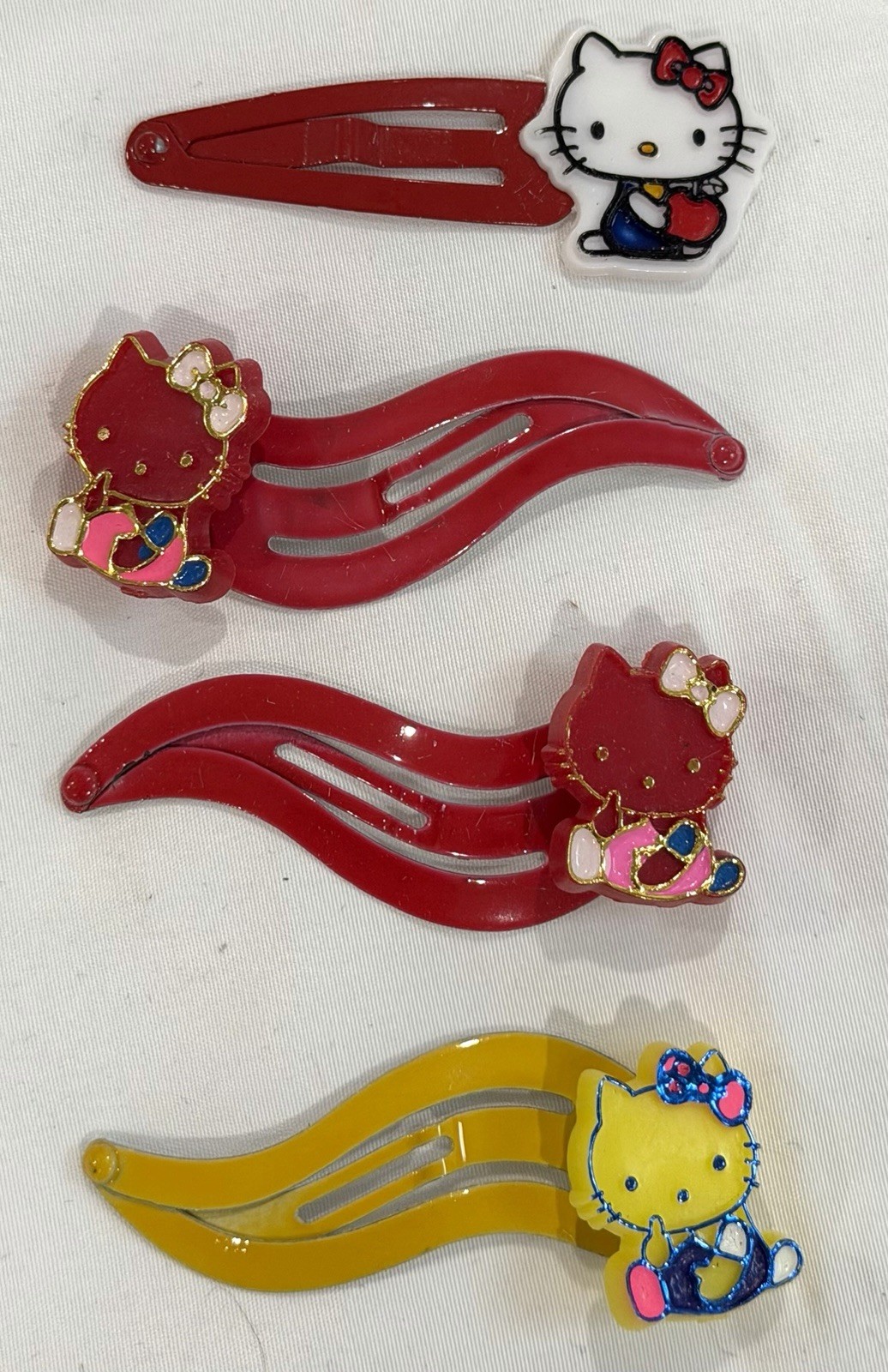 Vintage 1970s Hello Kitty Sanrio Japan Hair Clips Barrette Set Of 4
