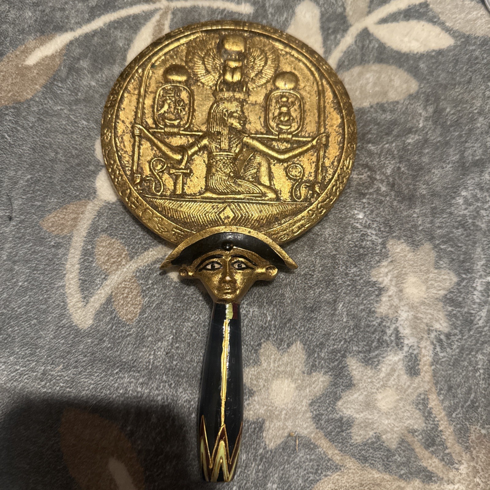 Ebros Ancient Egyptian Protection Symbol Winged Scarab Aegis Hand Mirror 8.75
