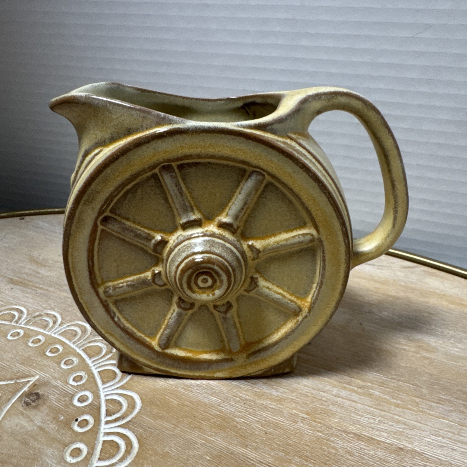 VTG Frankoma Pottery Wagon Wheel Pitcher - Desert Sand - MCM Rare VTG Frankoma Pottery Wagon Wheel Pitcher - Desert Sand - MCM Rare