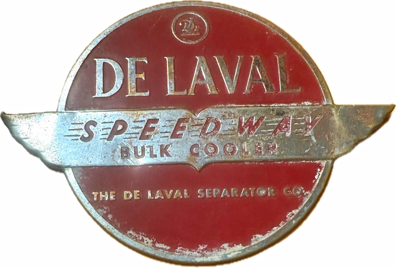 De Laval Speed-Way Bulk Cooler Dairy Advertising Sign, Red & Silver