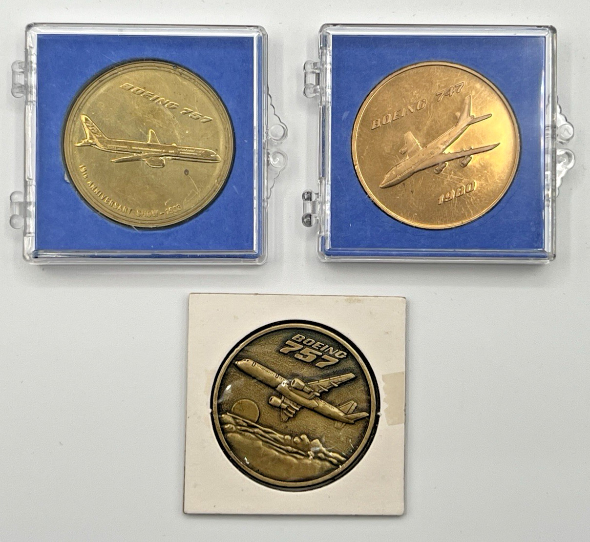 Lot of (3) Boeing Commemorative Coins in Original Presentation Cases 747 757 767 Lot of (3) Boeing Commemorative Coins in Original Presentation Cases 747 757 767