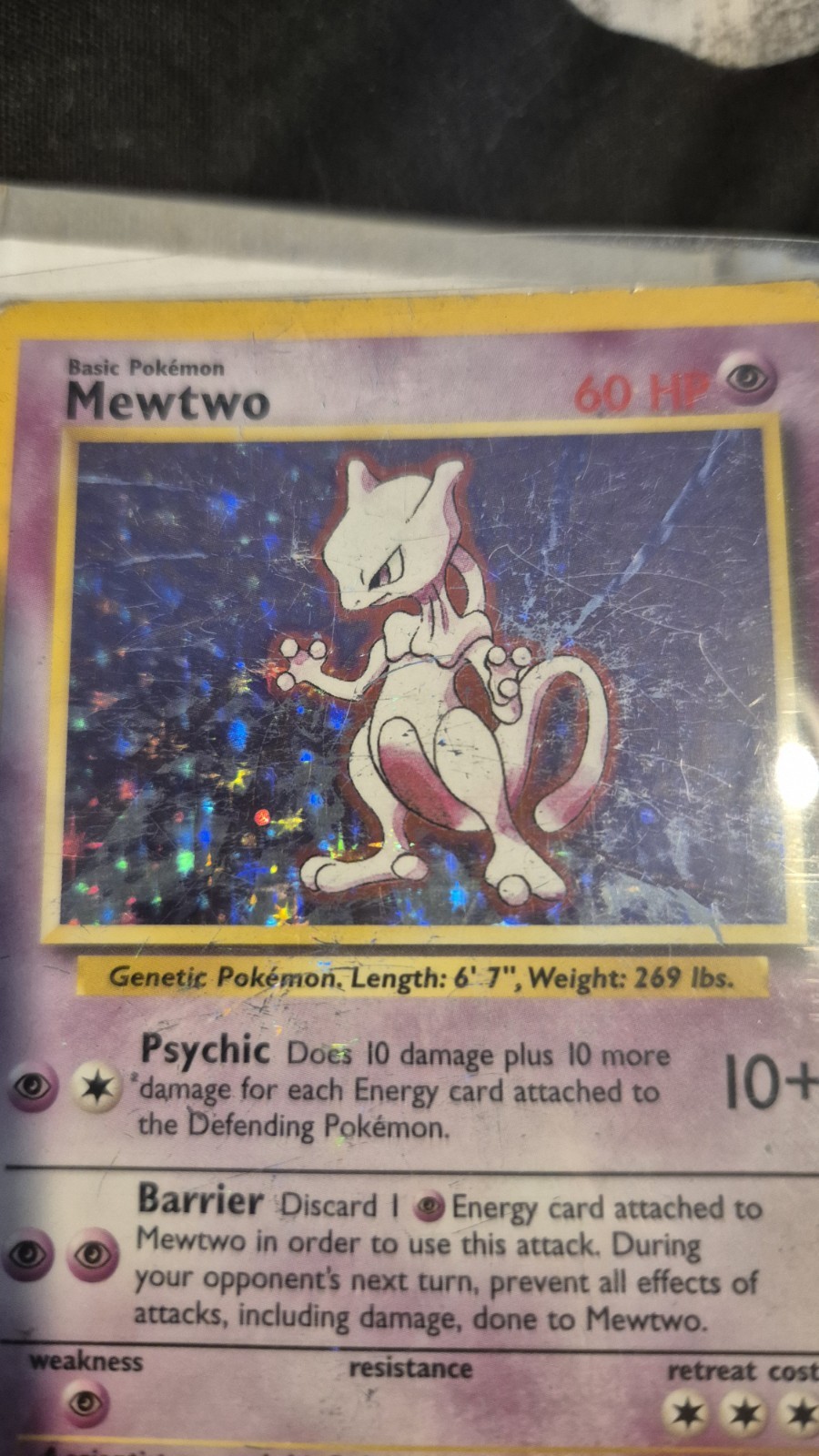 Mewtwo Pokemon Card Holo WOTC 10/102 Base Set Rare Vintage 1999 Original MP Mewtwo Pokemon Card Holo WOTC 10/102 Base Set Rare Vintage 1999 Original MP