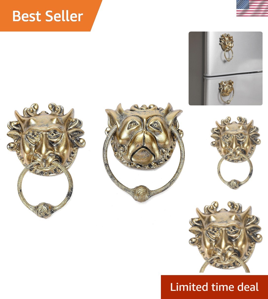 Set of 2 Door Knocker 3D Fridge Magnets - Antique Bronze Resin Decorative Mag... Set of 2 Door Knocker 3D Fridge Magnets - Antique Bronze Resin Decorative Mag...