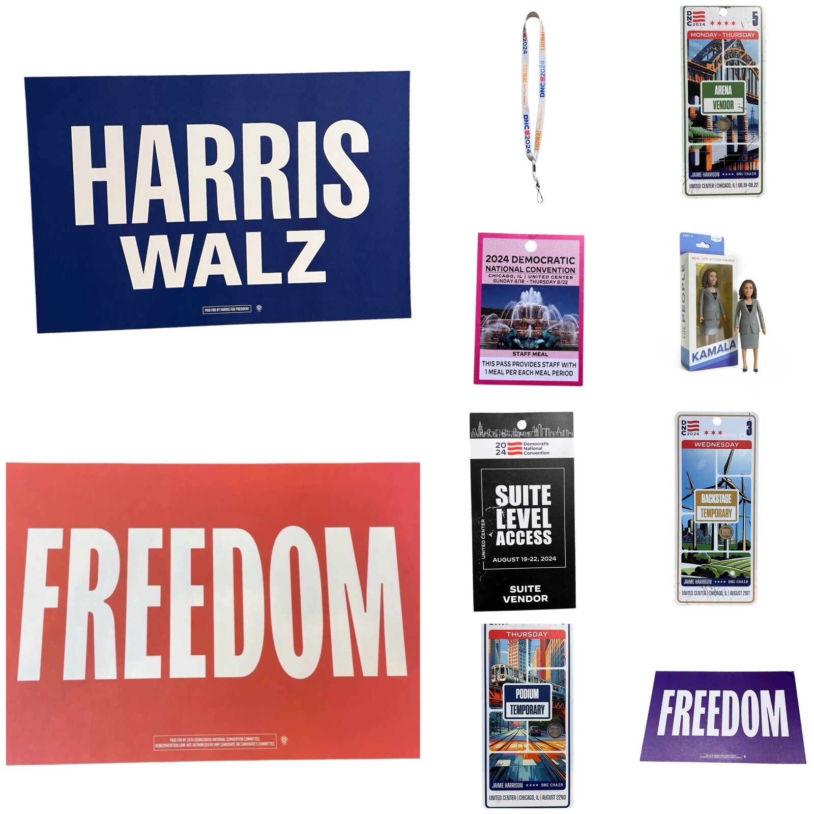 HARRIS WALZ 2024 DNC Placard Bundle: Kamala Democratic National Convention Floor