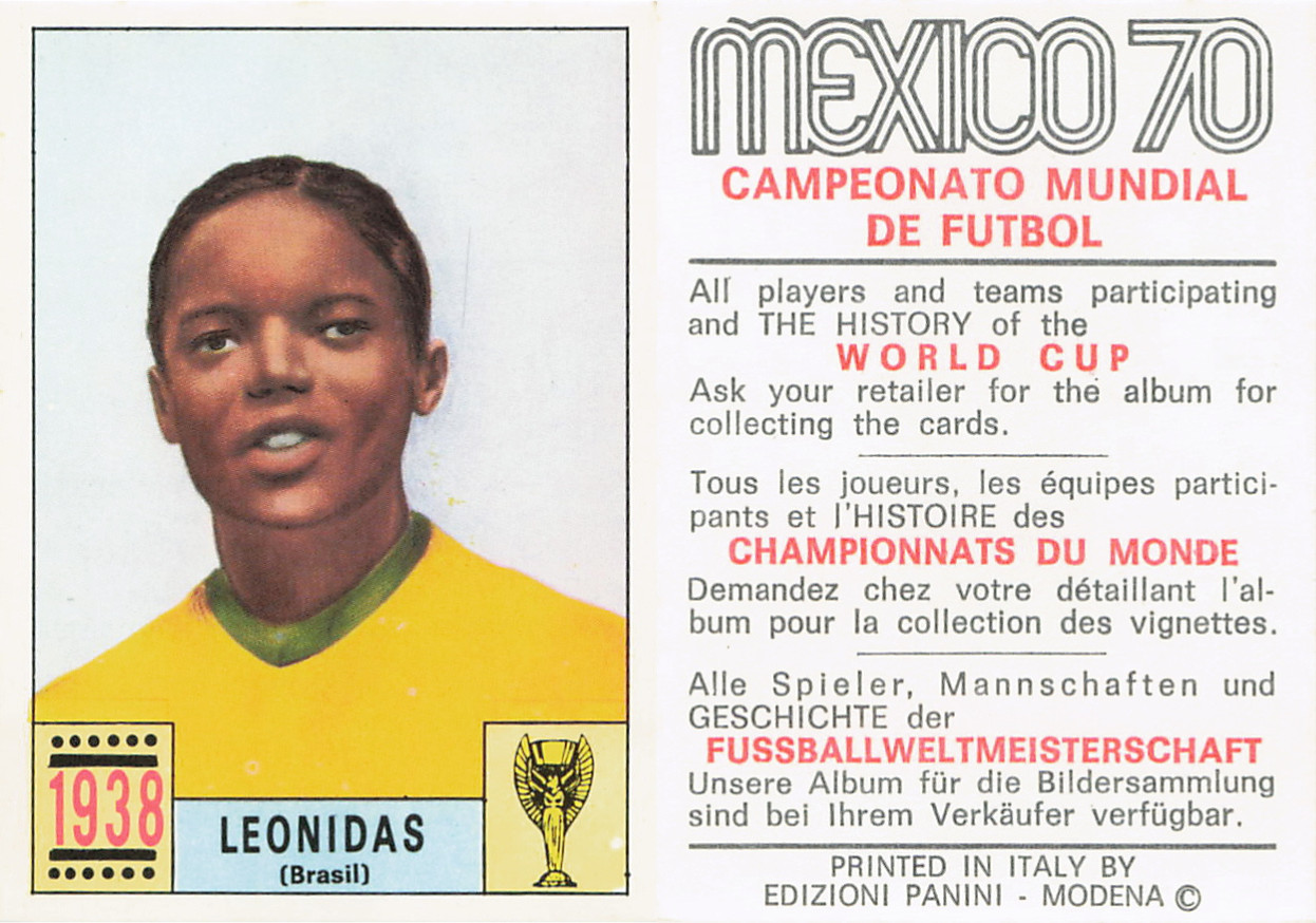 1970 Panini World Cup Mexico 70 - 1938 Leonidas - Brazil International Red Black