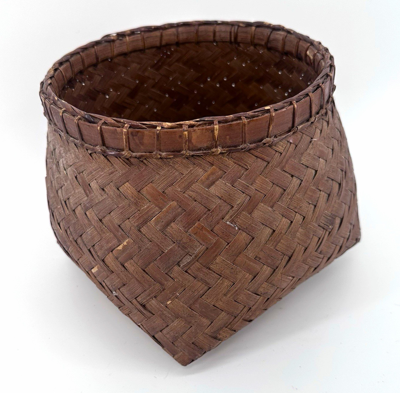 Vintage Ifugao Snail Basket Philippines Woven Bamboo Rattan Tribal Folk Art 8