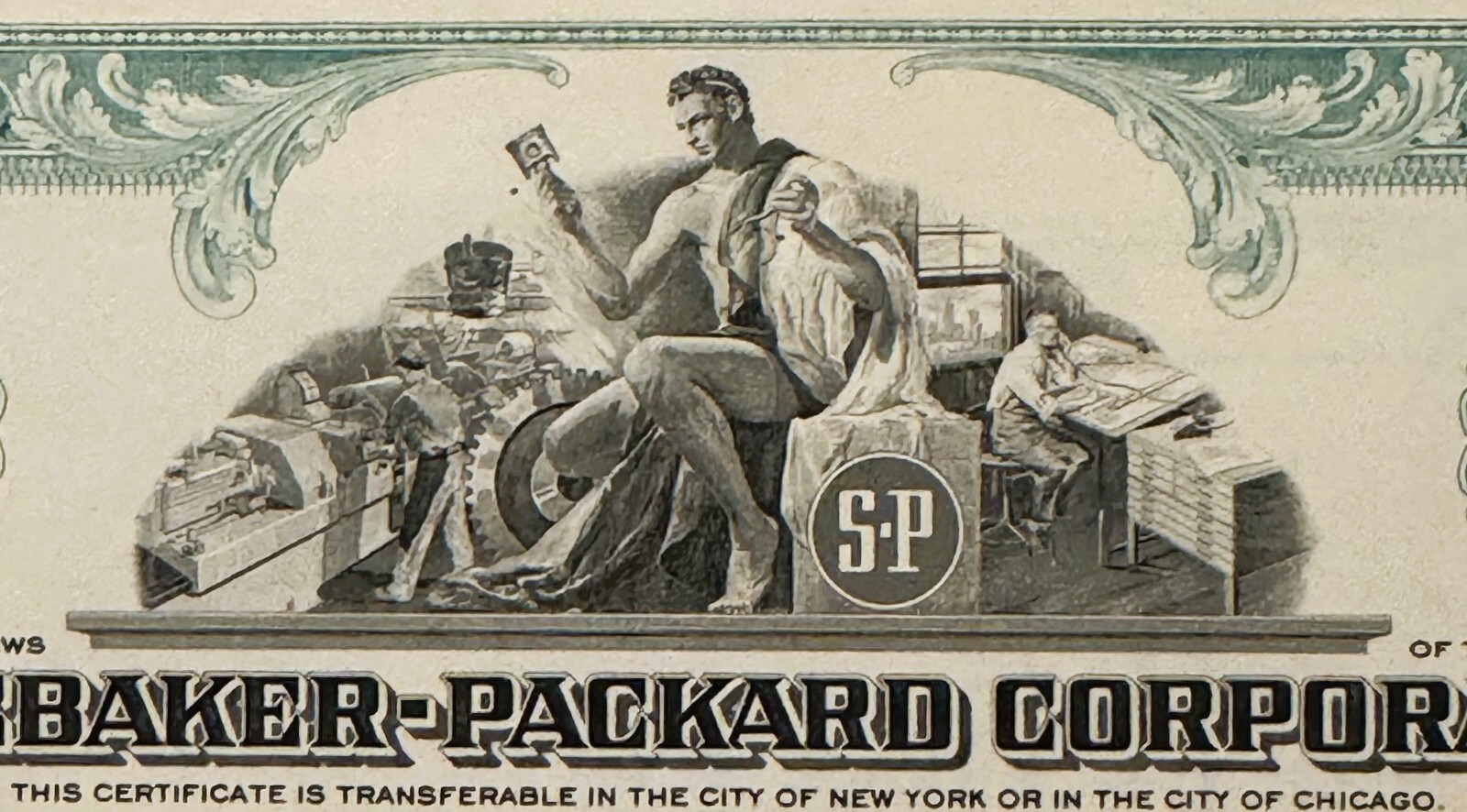 Vintage 1960s Studebaker-Packard Stock Certificate 💚 Teal, Rename Overprint