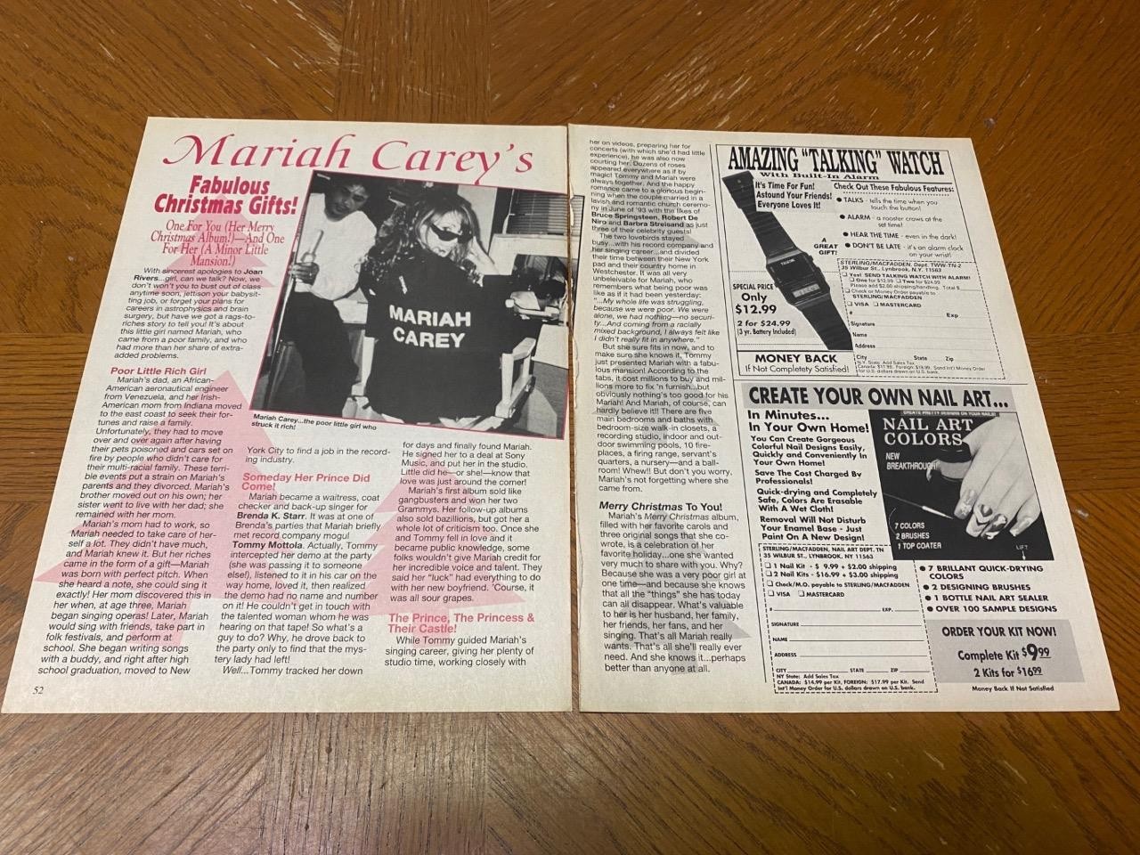 Mariah Carey teen pinup clipping vintage 90’s Christmas gifts Superteen pix