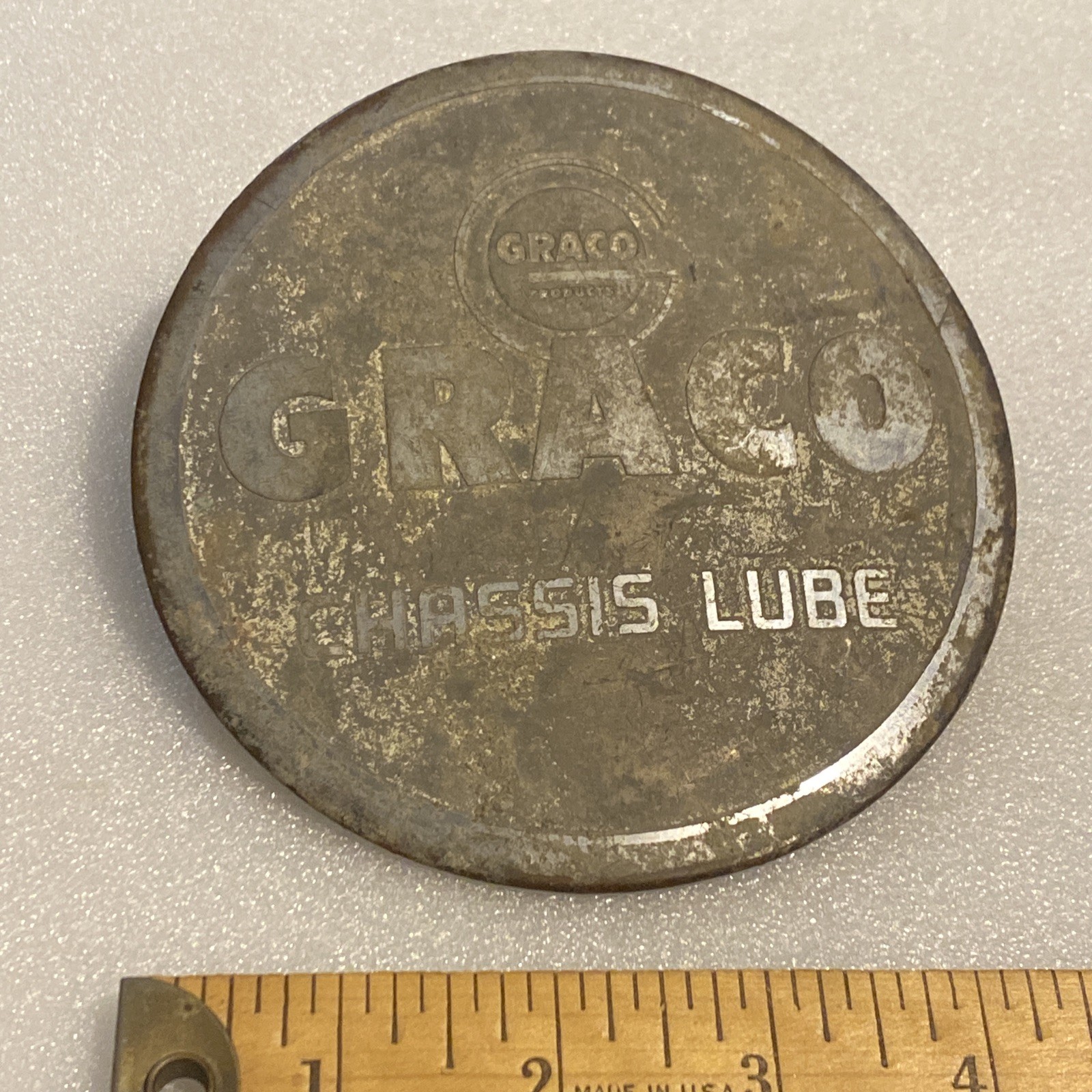 VINTAGE GRACO CHASSIS LUBE LUBSTER SIGN DRUM ROUND GAS OIL ADVERTISING