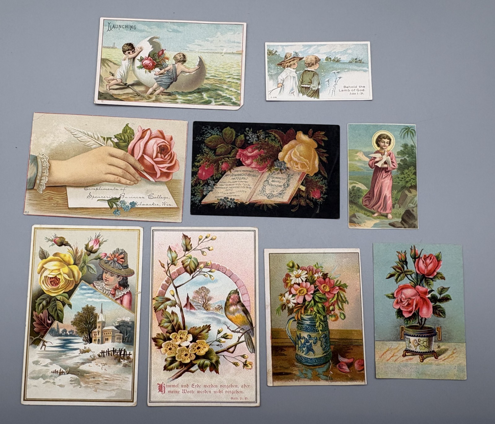 9- Victorian Antique Scrapbook Paper German Flowers Scenic Bible Verses Etc 9- Victorian Antique Scrapbook Paper German Flowers Scenic Bible Verses Etc