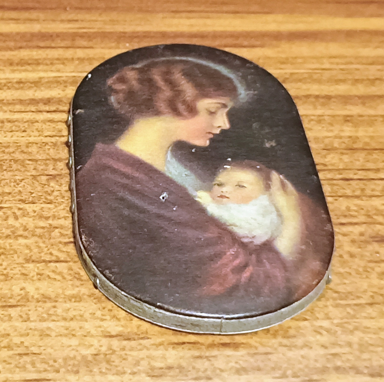 Vintage Prudential Premium Straight Pin Holder Mother Holding Baby Vintage Prudential Premium Straight Pin Holder Mother Holding Baby