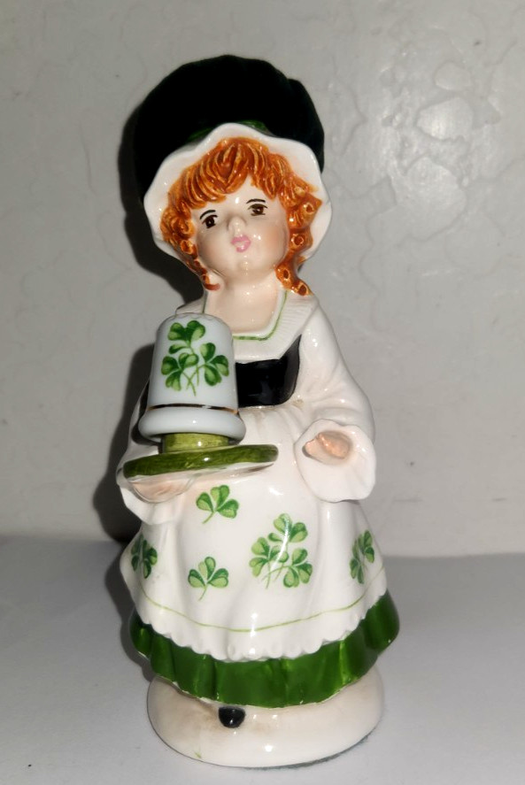 Vintage Schmid St Patrick's Girl In Green Dress Pincushion Bonnet W/Thimble 6 Vintage Schmid St Patrick's Girl In Green Dress Pincushion Bonnet W/Thimble 6