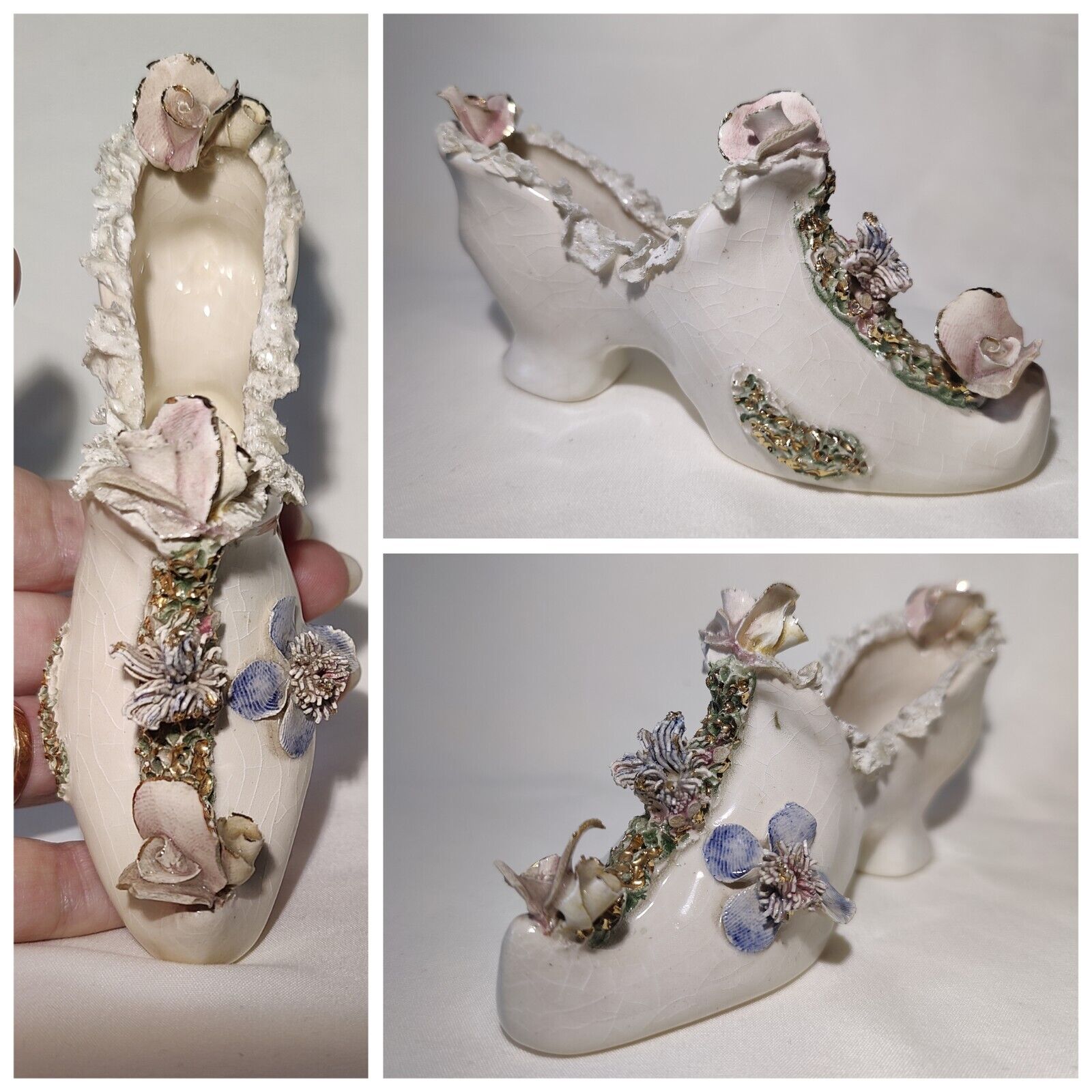Rare Vtg Ceramic Ladies Miniature Shoe 2,5*5\