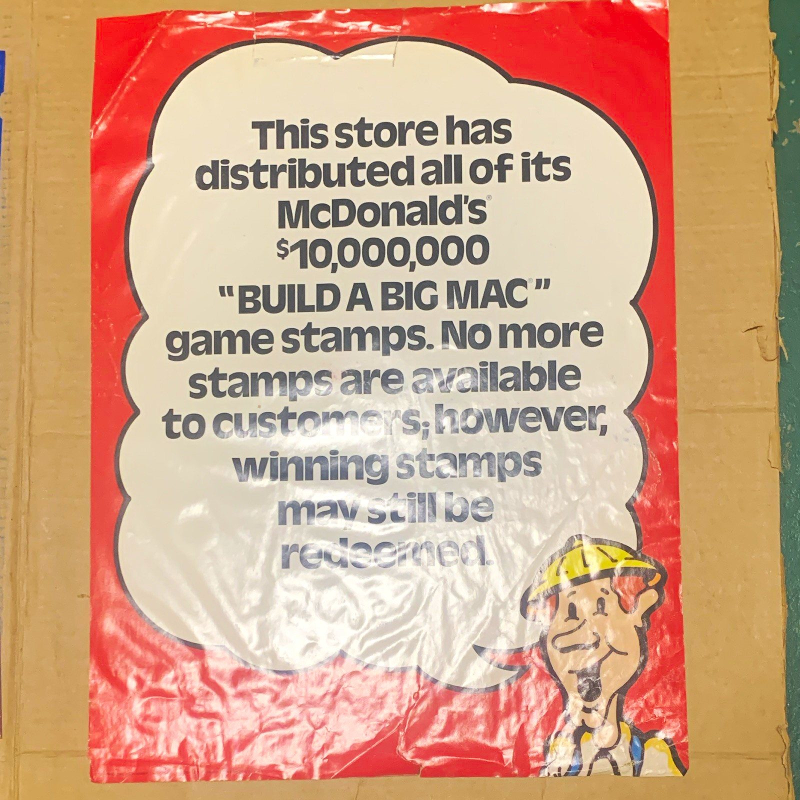 McDonald’s $10,000,000 Build A Big Mac Game Stamps In-Store Sign