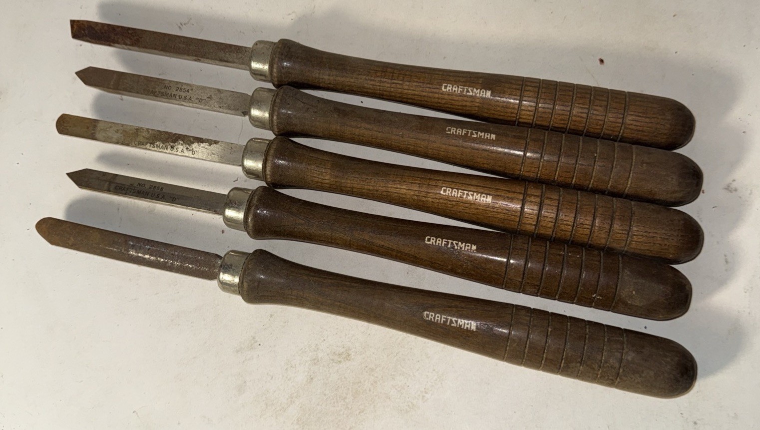 Vintage Craftsman 5 pc USA Lathe Wood Turning Chisel Set