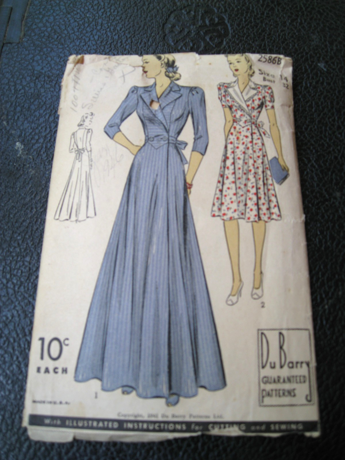 Vtg 1941 Du Barry 2586 Misses' Sz 14 (32/27/35) House Coat or Dress Pattern Vtg 1941 Du Barry 2586 Misses' Sz 14 (32/27/35) House Coat or Dress Pattern