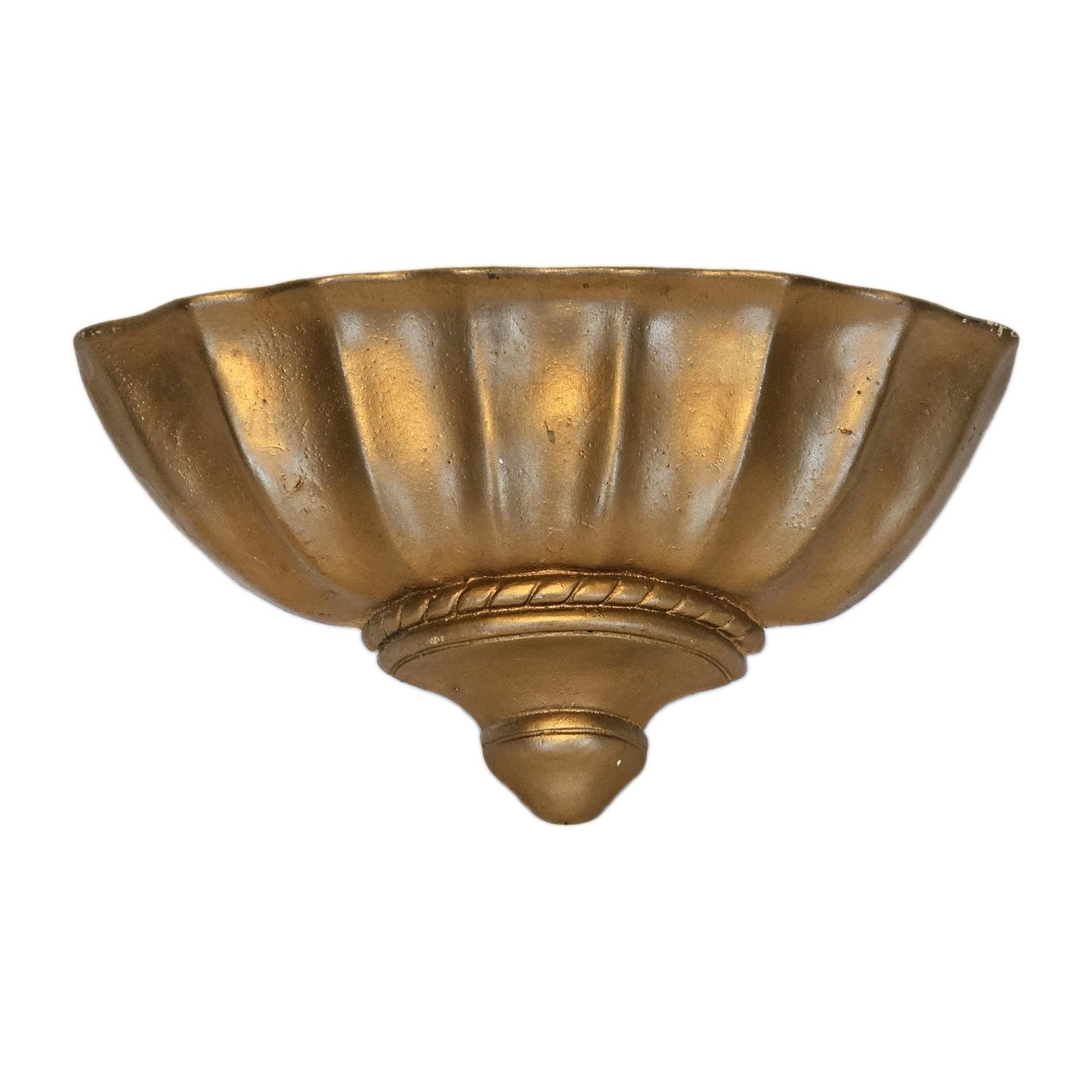 VTG Italian Small Gold Gilt Wall Pocket / Planter Carved Wood 8\