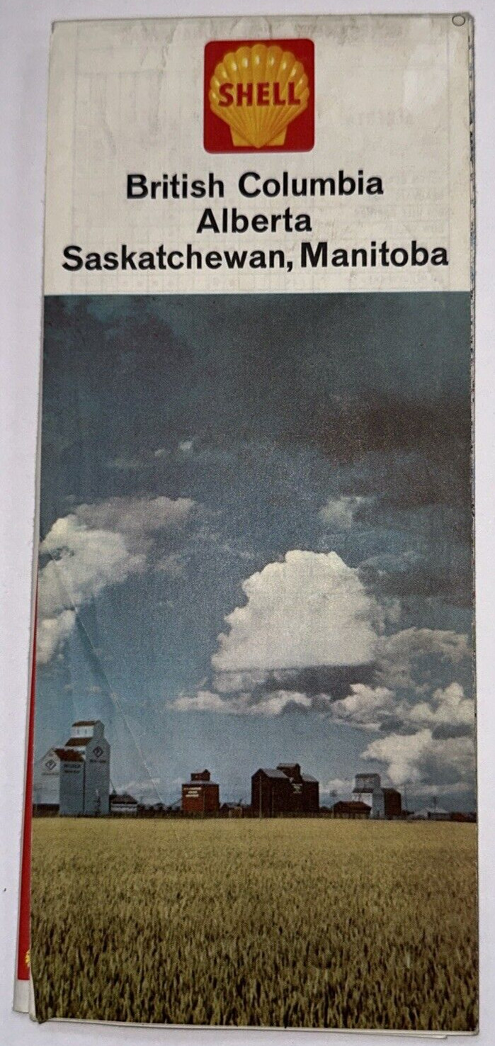 British Columbia, Alberta, Saskatchewan, Manitoba, Highway Map, 1964, Shell Gas British Columbia, Alberta, Saskatchewan, Manitoba, Highway Map, 1964, Shell Gas