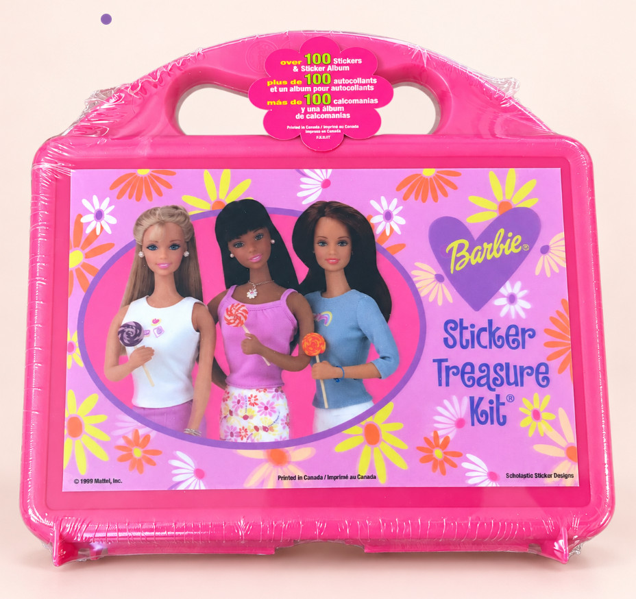 Vintage1999 Barbie Sticker Treasure Kit Sandylion Pink Case 100+ Stickers Sealed