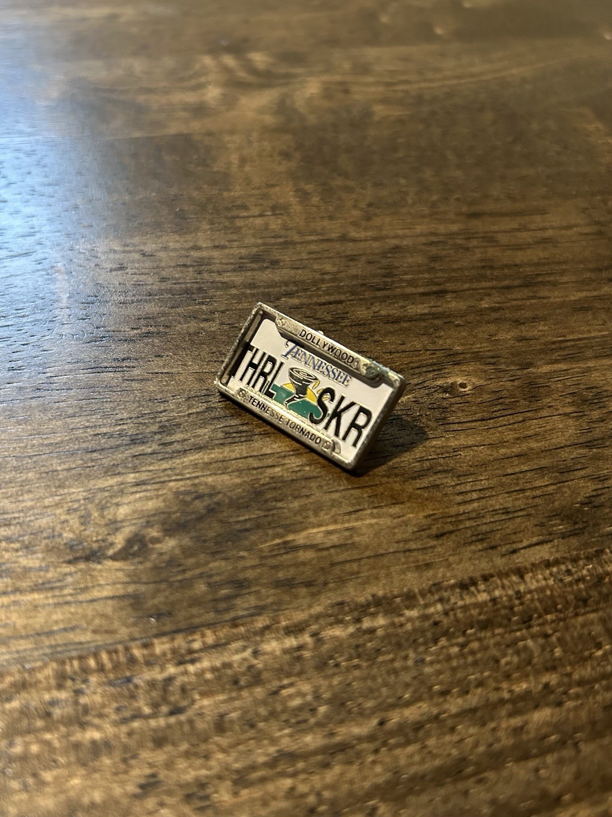 Vintage 1990s Dollywood THRL-SKR Tennessee Tornado License Plate Enamel Pin Vintage 1990s Dollywood THRL-SKR Tennessee Tornado License Plate Enamel Pin