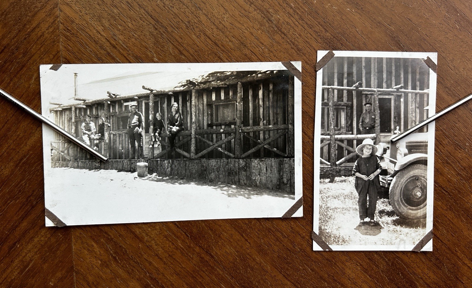 Antique 1919 Wooden Log Cabin “Mansion” at Big Bear Cali Camping Photos Lot of 2