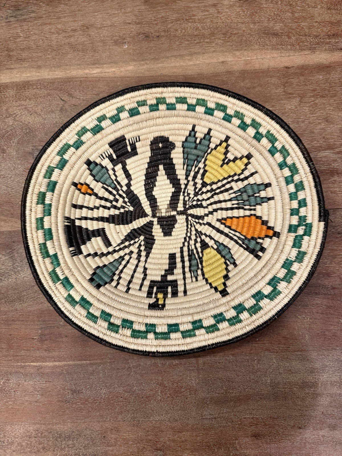 Wounaan Embera Tribe Panamanian Coil Basket Tribal Art Bird Hand Woven ￼