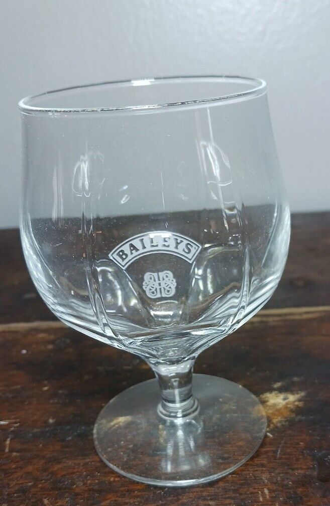 Baileys Coffee Bailey Etched Snifter Cordial Lead Clear Glass Tulip Stemmed 