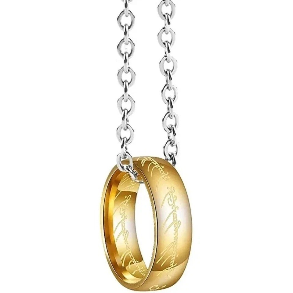 Gold Plated Lord of the Rings Hobbit Ring Necklace The One Ring of Power - USA