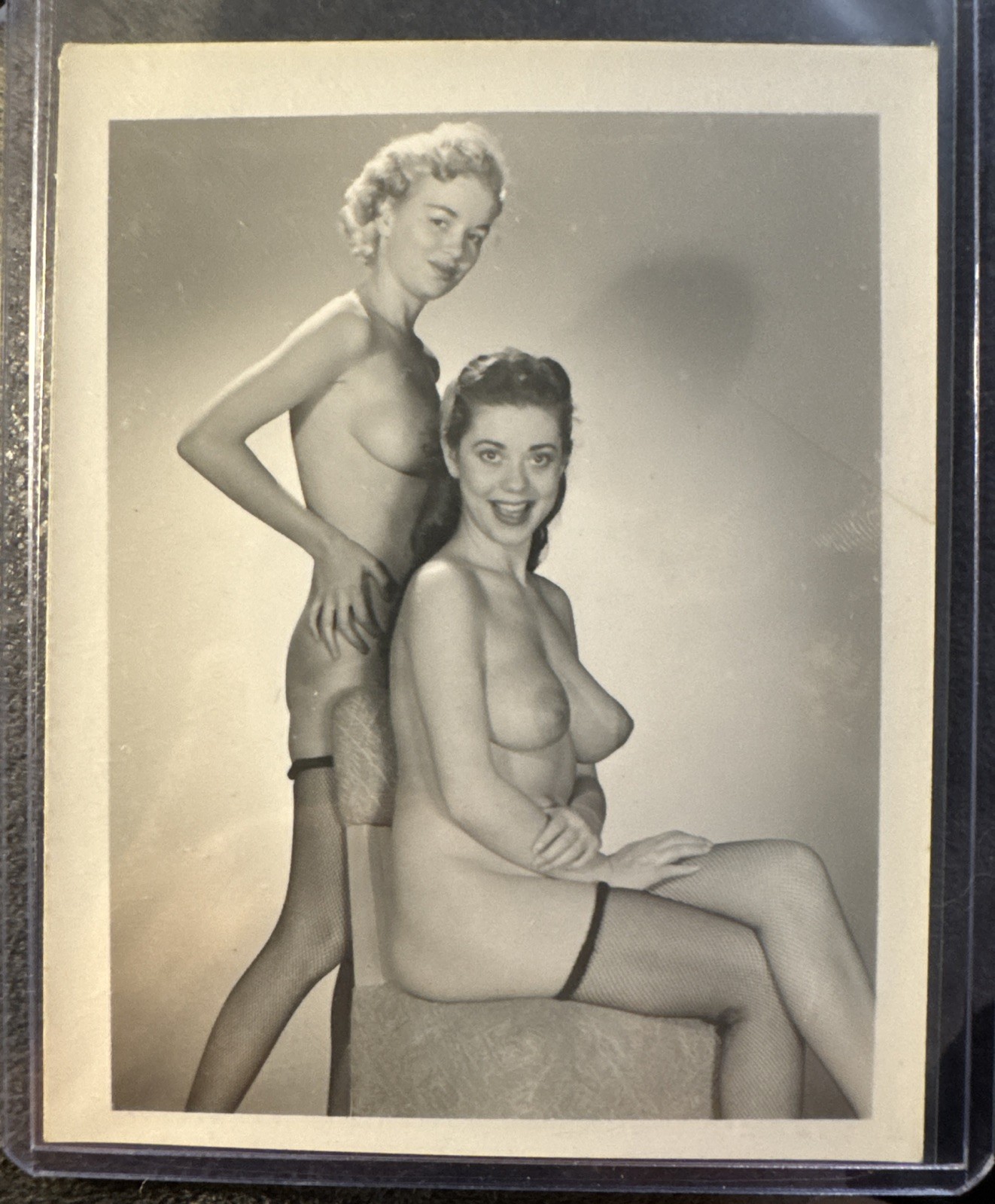 Vintage 1950\'s Girlie PIN UP Photo Risque B&W Original Nude 2 Women Vintage 1950\'s Girlie PIN UP Photo Risque B&W Original Nude 2 Women