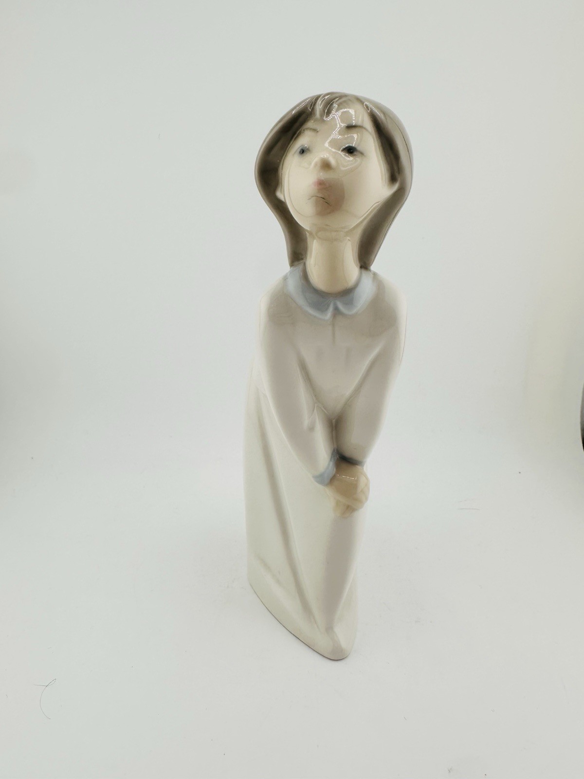 Vintage Lladro Porcelain Figurine Girl Leaning-In For a Kiss 7 1/2 Vintage Lladro Porcelain Figurine Girl Leaning-In For a Kiss 7 1/2