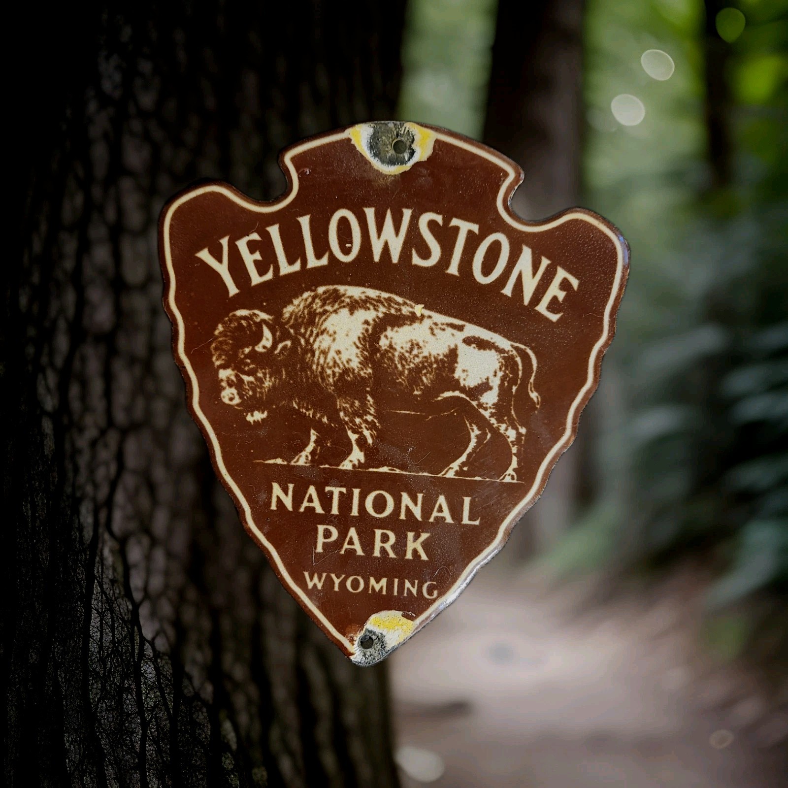 Vintage Yellowstone National Park Porcelain Sign Vintage, Est. 1872, RV Camping