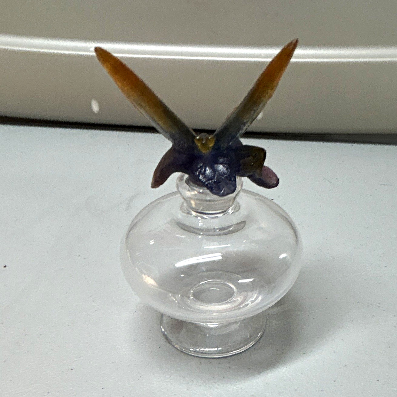 Vintage Daum France Pate de Verre Crystal Butterfly Perfume Bottle Signed
