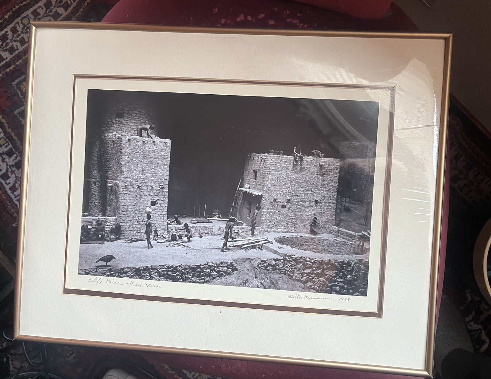 LARGE Framed Walter Haussamen Signed Mesa Verde Cliff Dwelling Southwest Photo