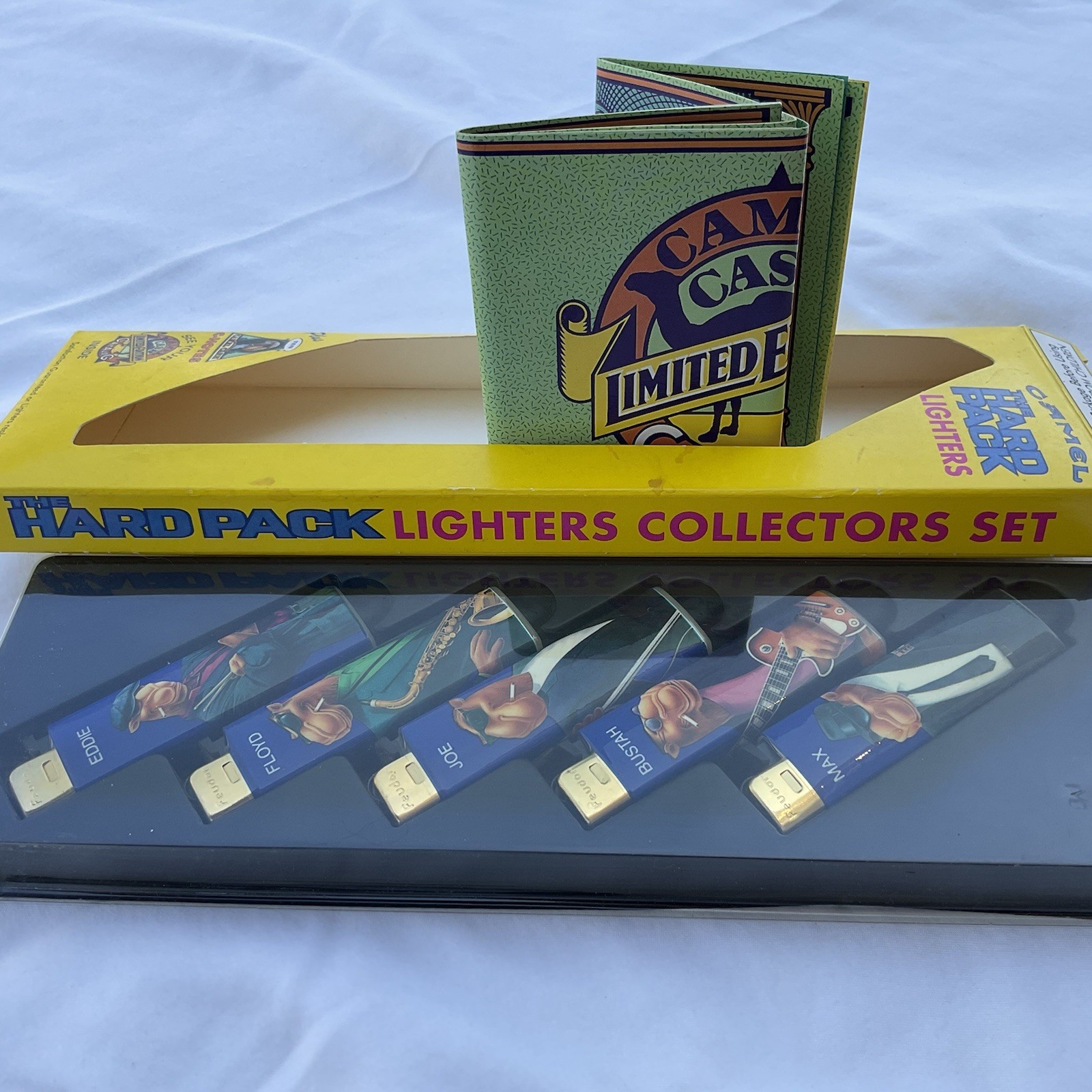 Vintage 1991 Camel Hard Pack 5 Lighter Collectors Set Joe Camel w/C-Notes